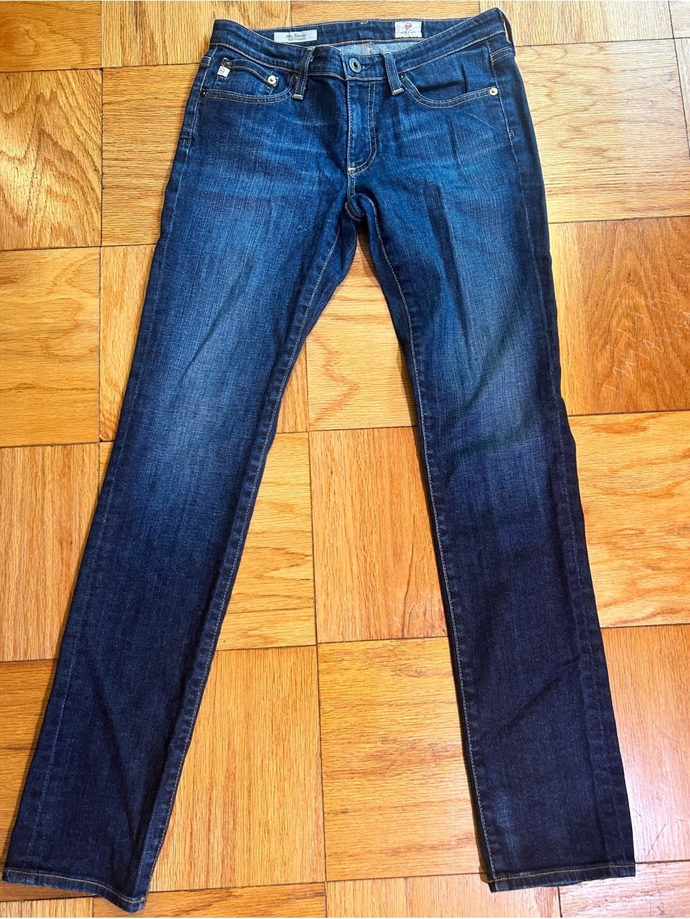 AG Adriano Goldschmied The Stevie Slim Straight Jeans Women 27R Blue Dark Wash
